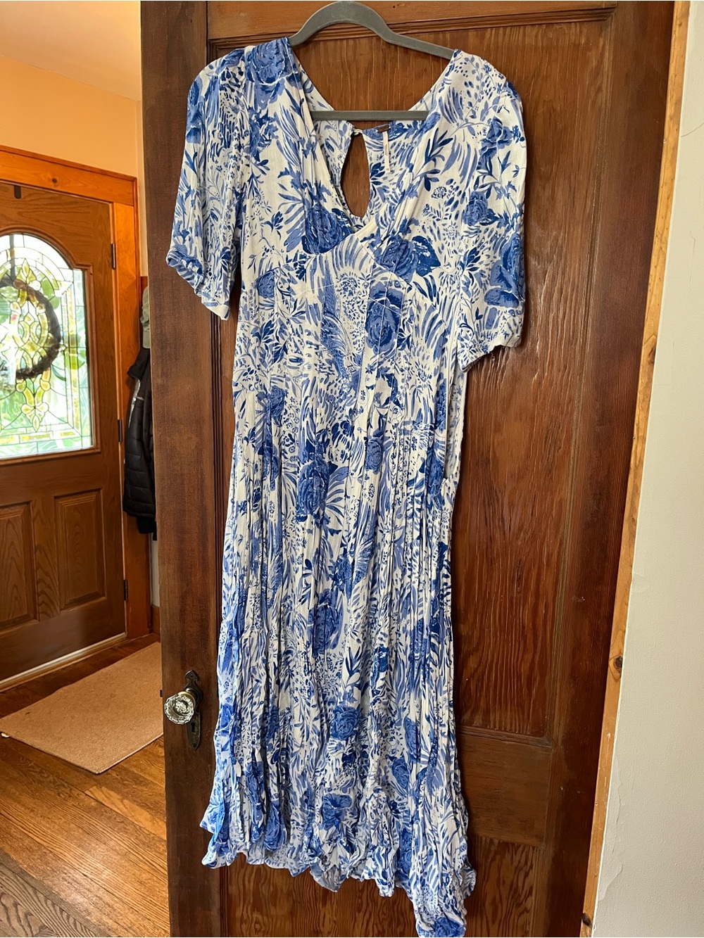 Free People Always Blue & White Floral Midi Dress